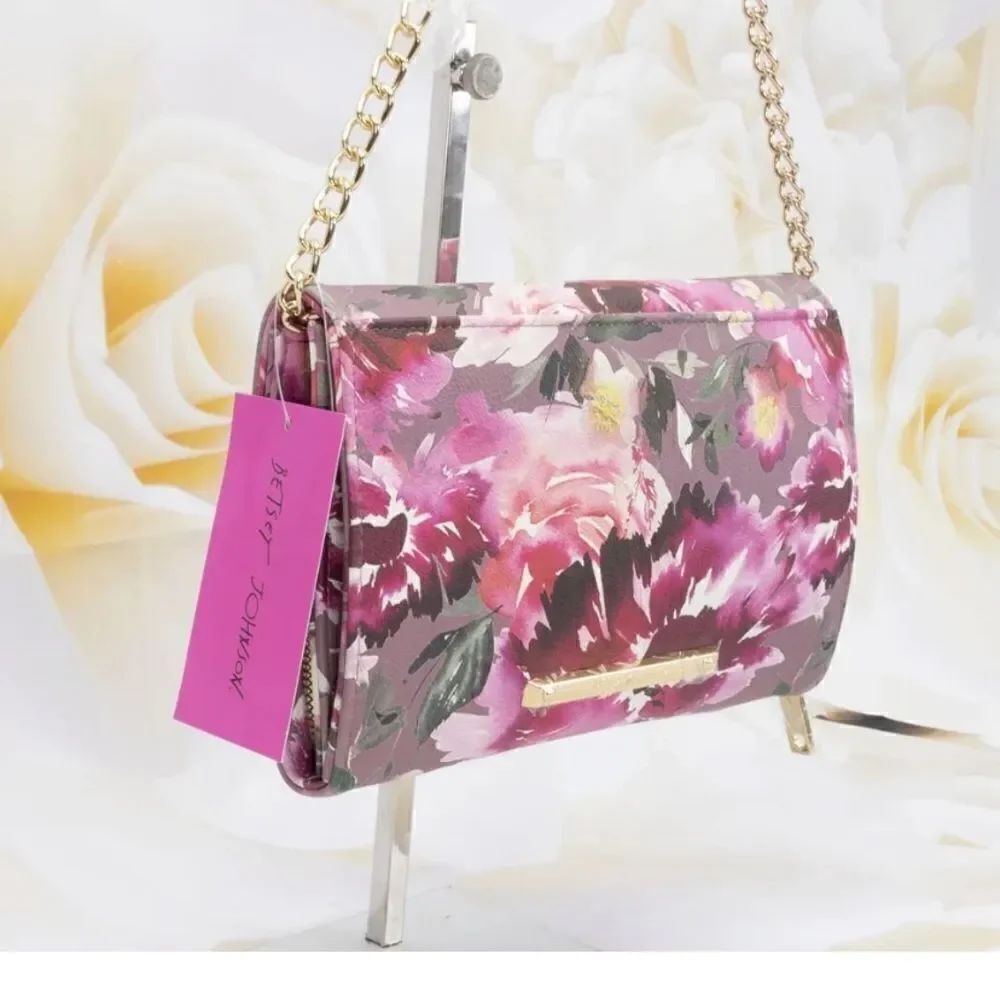 Betsey Johnson XODANI Crossbody Bag Wallet Floral Bow NWT pink flowers